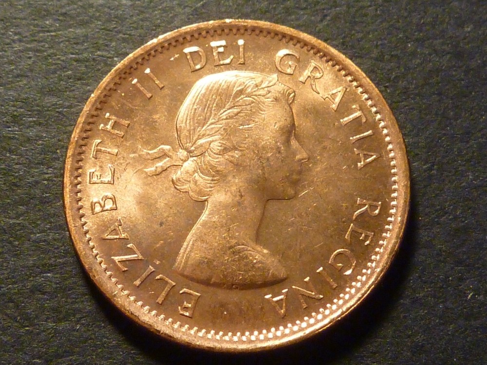 Misaligned reverse die - Canada 1964 BU 1-cent, from mint bag