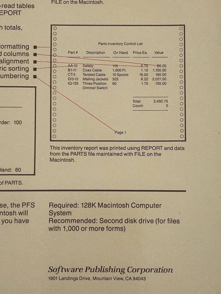 PFS File & Report Macintosh 3.5” Software w/ Box Manuals Sample Copy