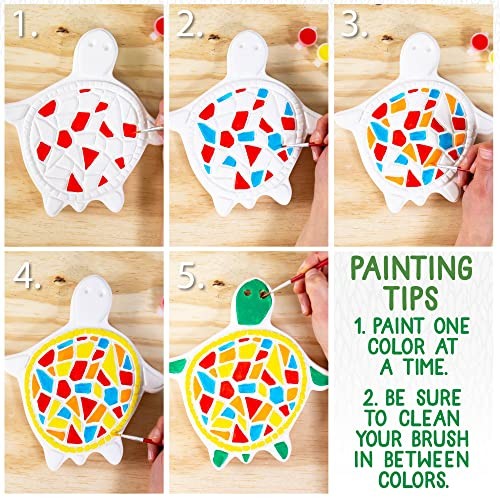 Mosaic Turtle DIY Stepping Stone Kit, Includes Ceramic Stone & 6 Vibrant