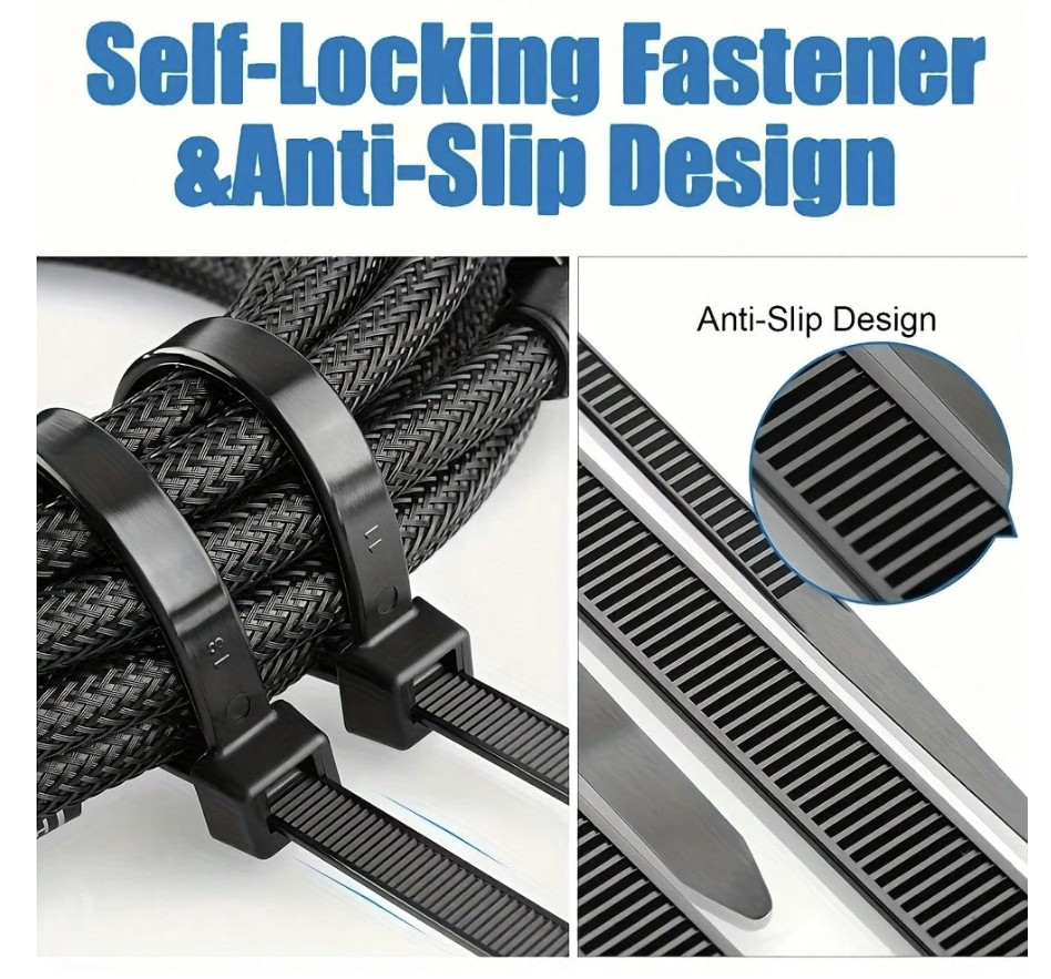 500pcs Self-Locking Cable Ties - Durable Nylon Zip Ties, Provide Various Sizes (