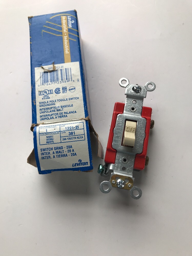 LEVITON 1221-21 TOGGLE SWITCH, IVORY *NEW* -FREE SHIPPING-