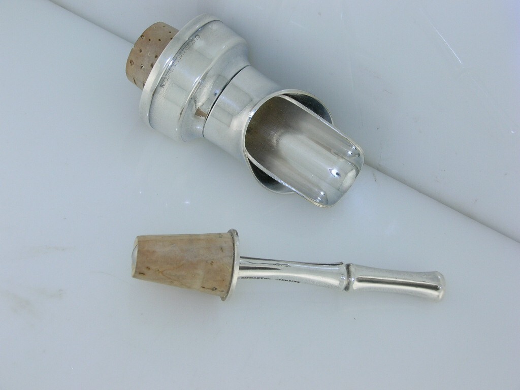 TIFFANY & CO Sterling BAMBOO Wine Bottle Stopper & Spout / Pourer w/ Box