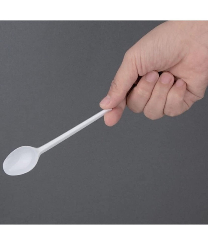 White Plastic Tea Spoons, 100 Per Pack,Disposable/reusable