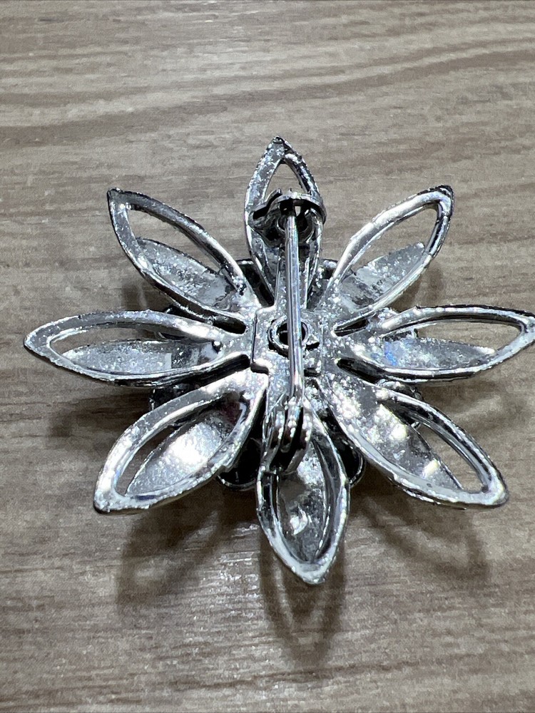 Yellow Rhinestone Flower Brooch Exquisite EUC