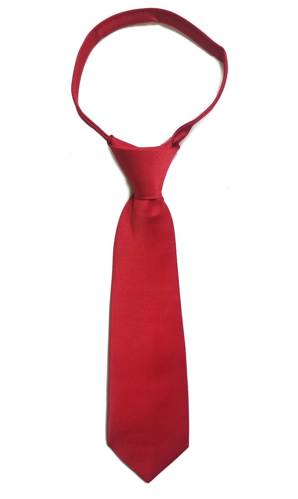 Boys Kids Zipper Neck Tie Boys Kids Uniform Solid Color Red Navy Black 10-17 Inc