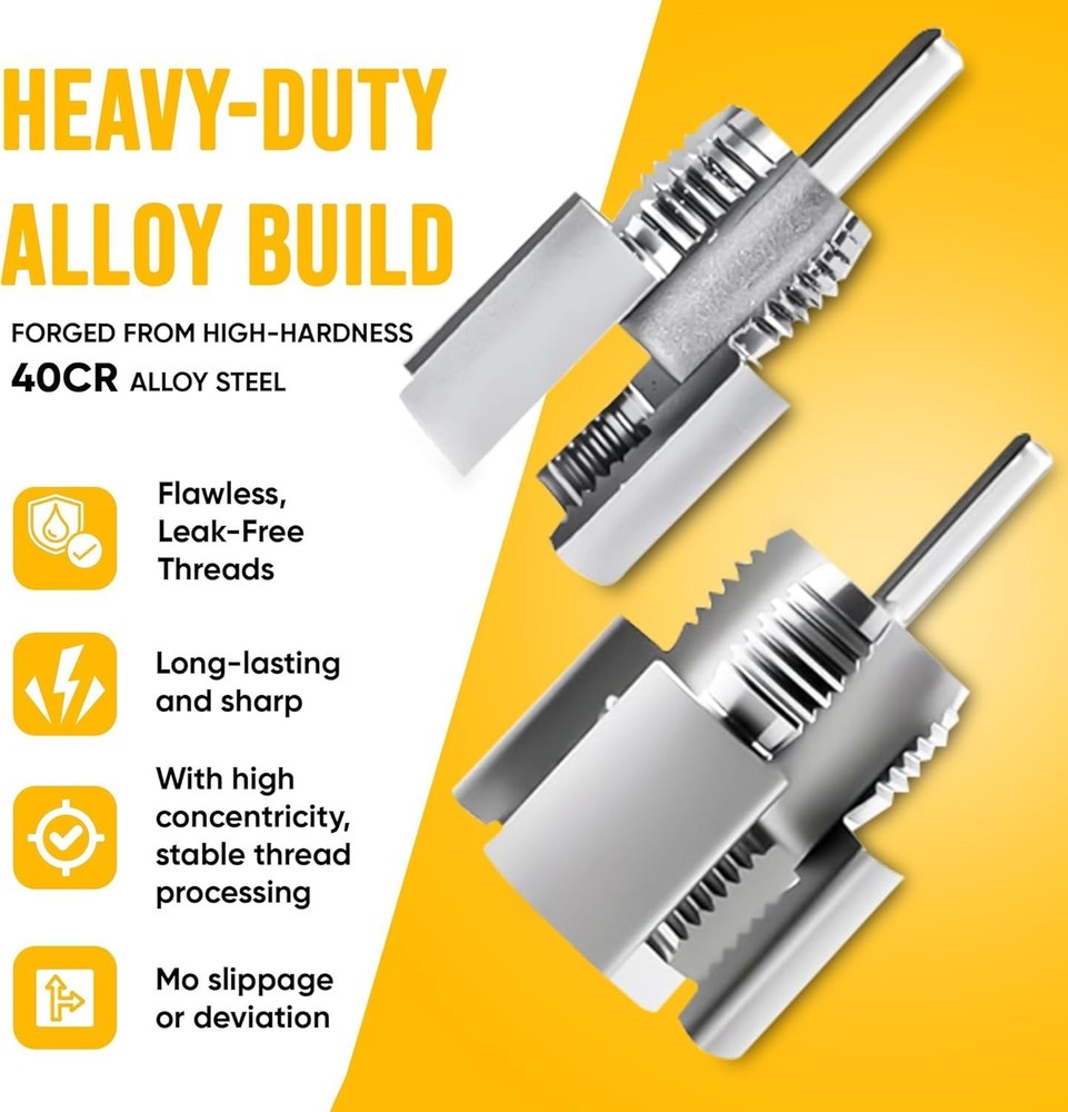 2PCS Integrated Internal & External Pipe Threading Tool with 1/2'' & 3/4'' Di...