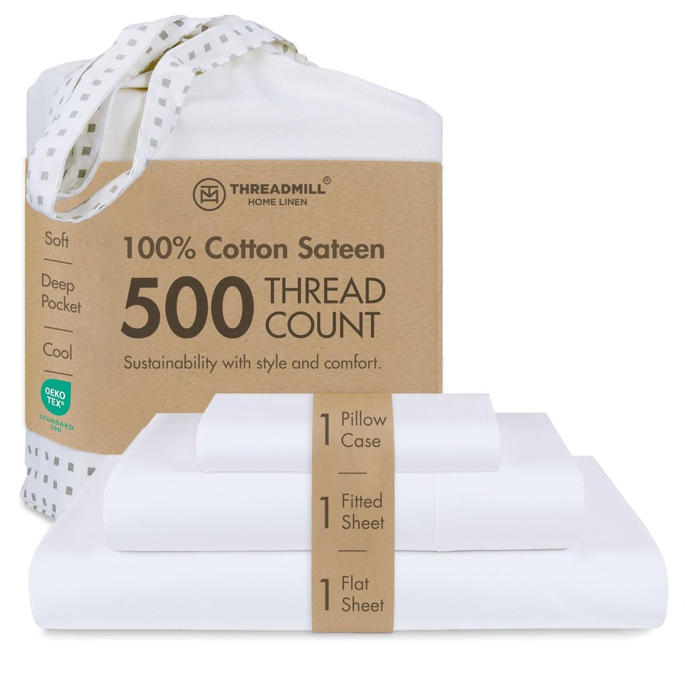- Twin Sheets Sets Soft 100% Cotton Cooling Sheets Deep Pocket Snug Fit Elast...