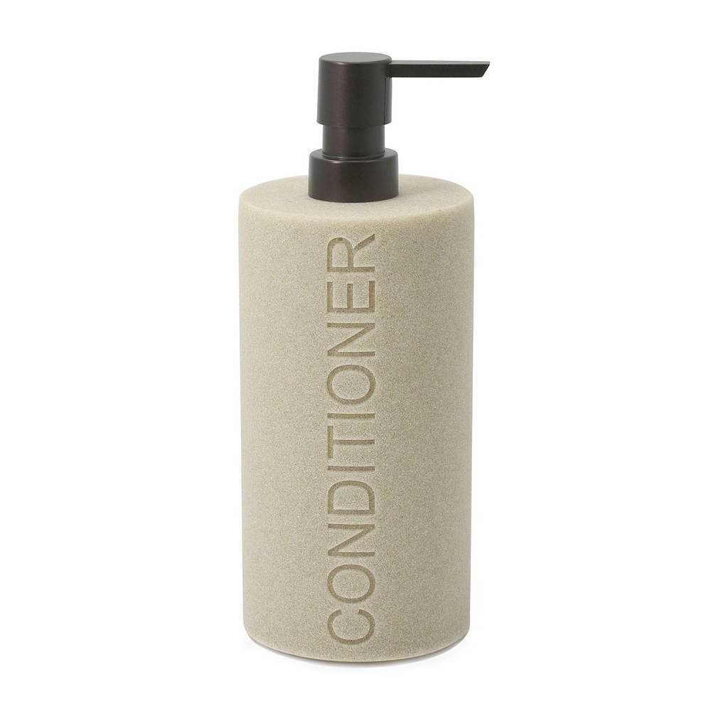 Resin Tan Sandstone Conditioner Engraved Bottle Refillable Pump Dispenser, Du...