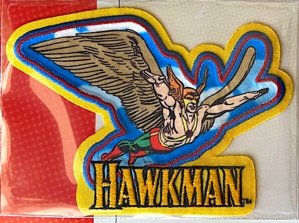 HAWKMAN PATCH on INFO CARD ~ from Willabee & Ward ~ DC COMICS PATCH COLLECTION