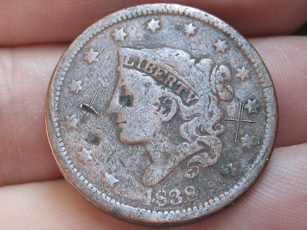 1838 Matron Head Large Cent Penny- Fine Details