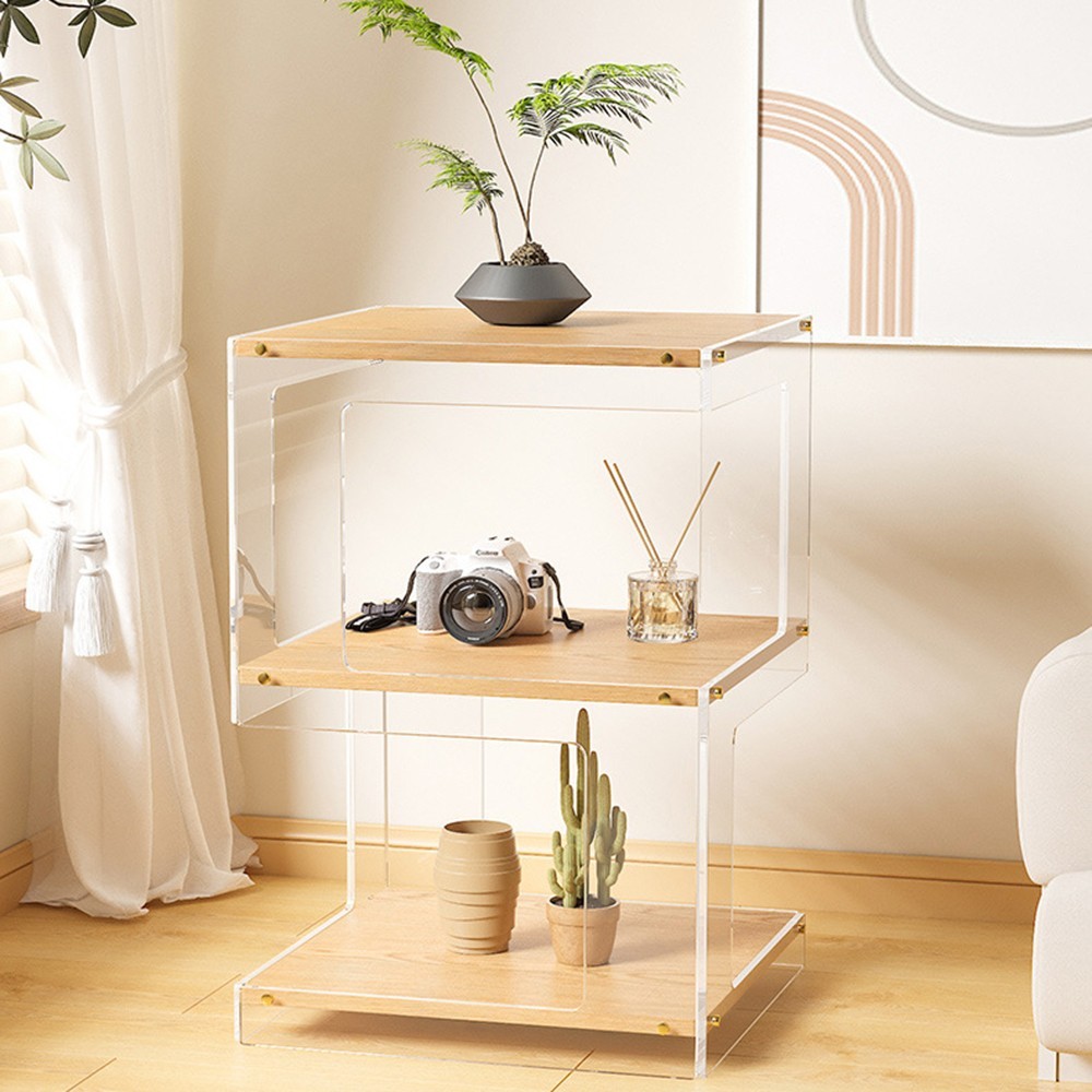 Acrylic Storage Cabinets Sidetable Nightstand Bedroom Bedside Table Organizer US