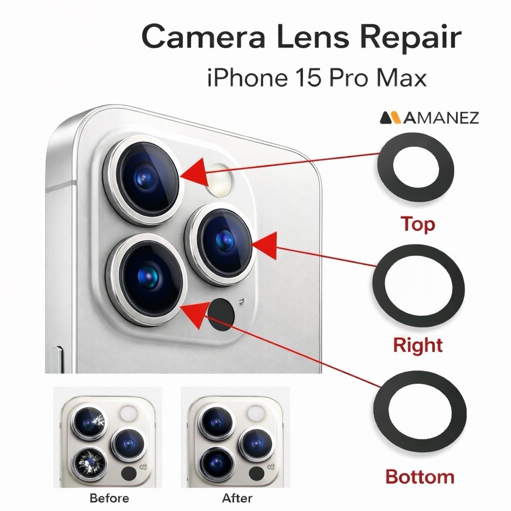 For Apple iPhone 15 Pro Max Back Camera Glass Lens Cover Replacement