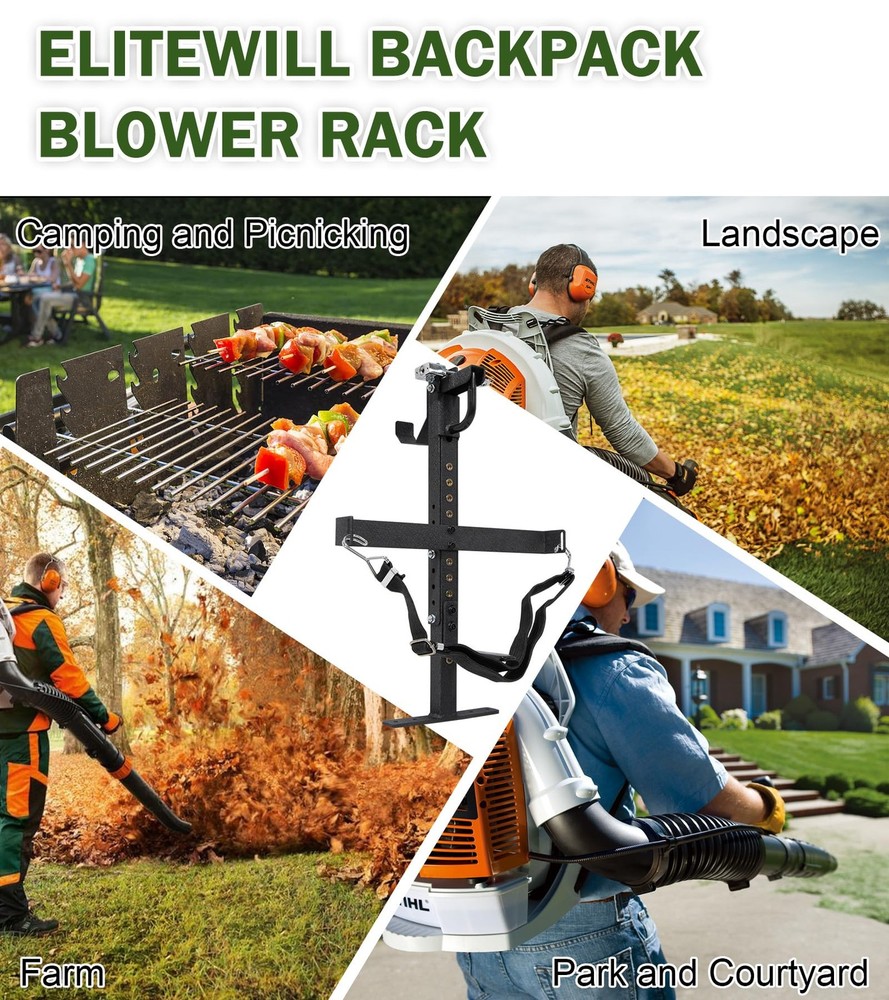 Backpack Blower Rack for Trailers Universal Storage Holder Black