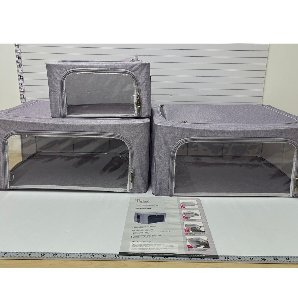 Periea Fabric Storage Organizer Set (3) Gray