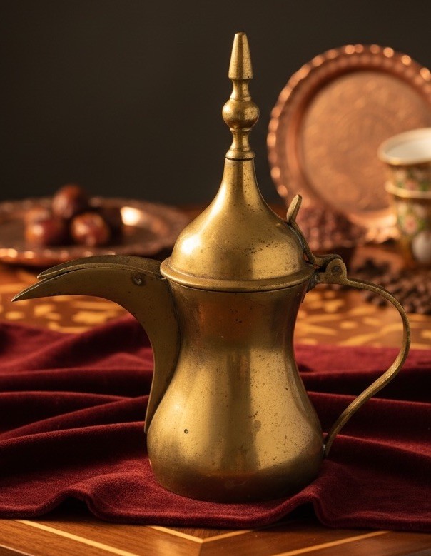 Antique Brass Coffee Pot Islamic Arabic Middle Eastern 8"