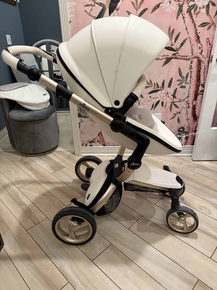 Mima Xari White & Gold Stroller & Bassinet SET