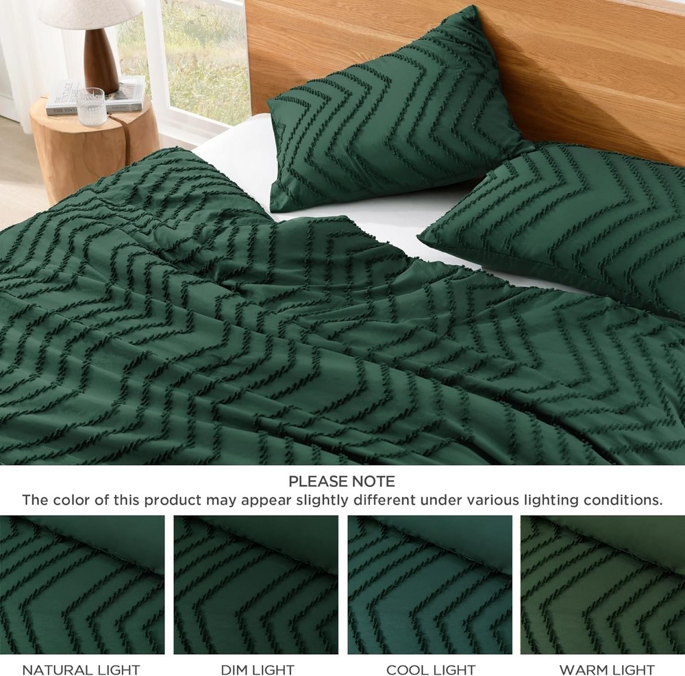 Down comforter set, deep emerald green, 3-piece set