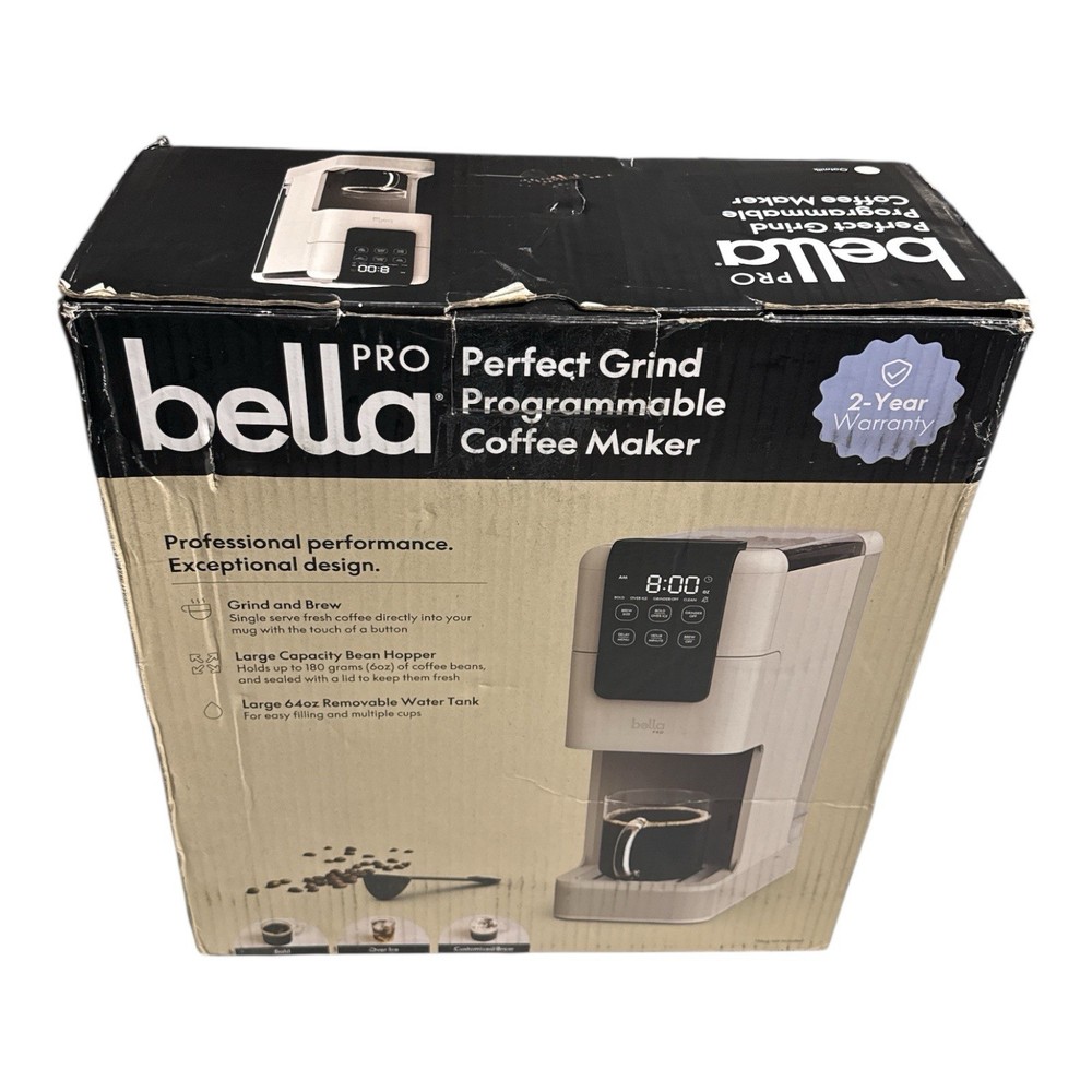 BELLA PRO Programmable Single-Serve Coffee Maker with Integrated Burr Grinder