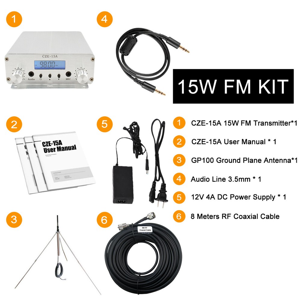Fmuser 15W fcc certified part 15 Fm Transmitter for drive in movie Long Range