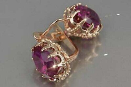 2Ct Lab Created Ruby Diamond Solitaire Dangle Earrings 14K Yellow Gold Finish