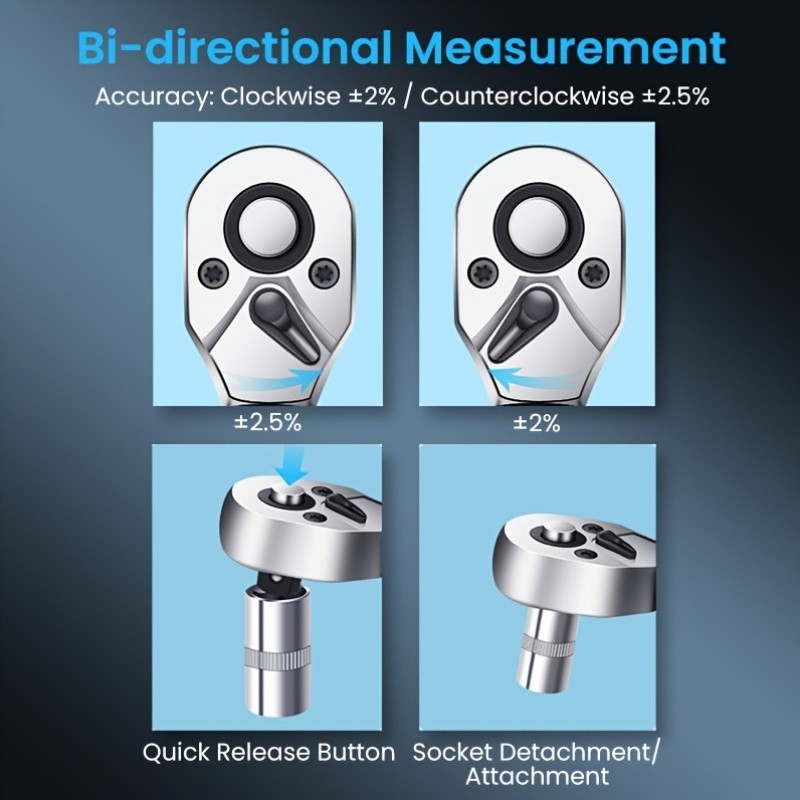 1/4" 3/8" 1/2" MINI Digital Torque Wrench Torque Spanner Hand Tools Bicycle Car