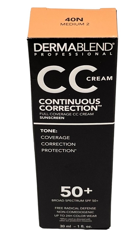 Dermablend Professional Continuous Correction CC Cream SPF50+ 40N Medium 2 -1 Oz