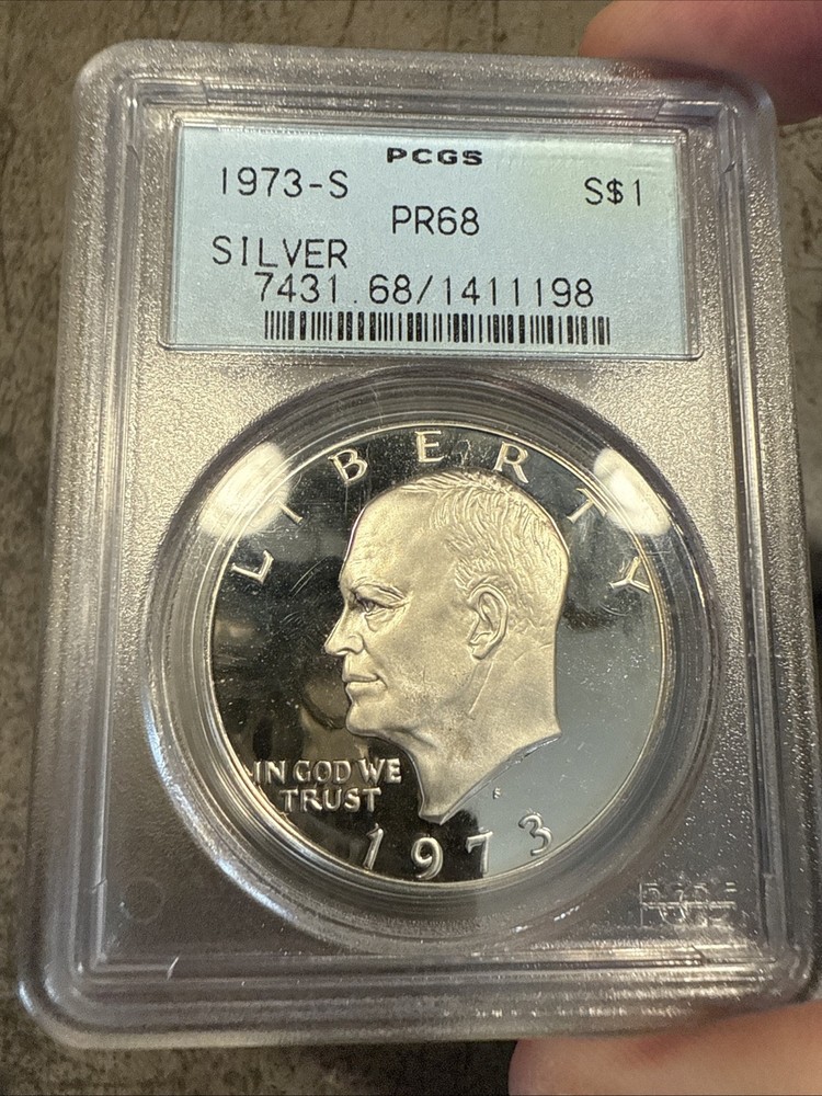 1973-S Eisenhower Ike Dollar Silver PCGS PR68 OGH