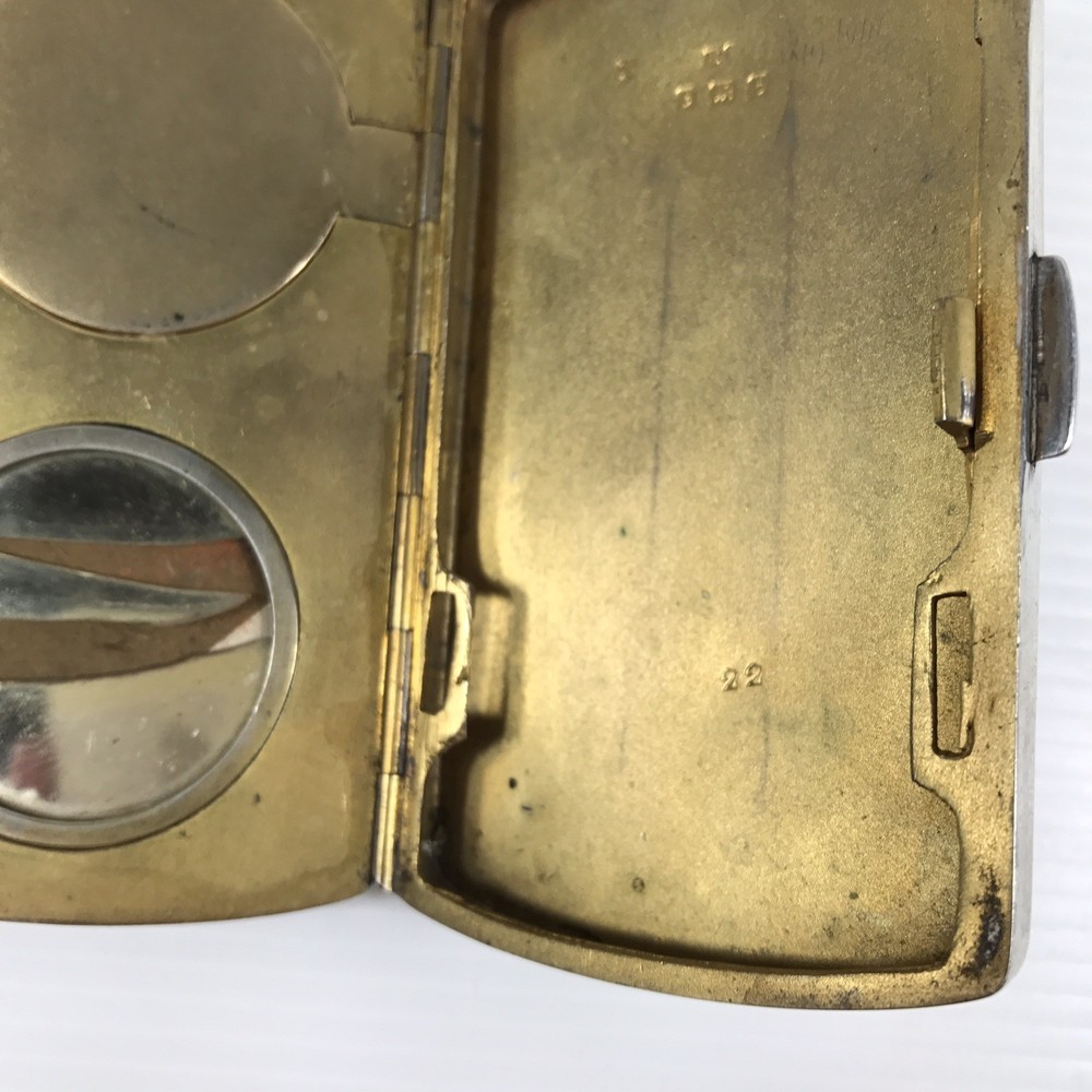 Antique Solid Silver Compact Combination Cigarette Case Henry Matthew's 1918 A/F