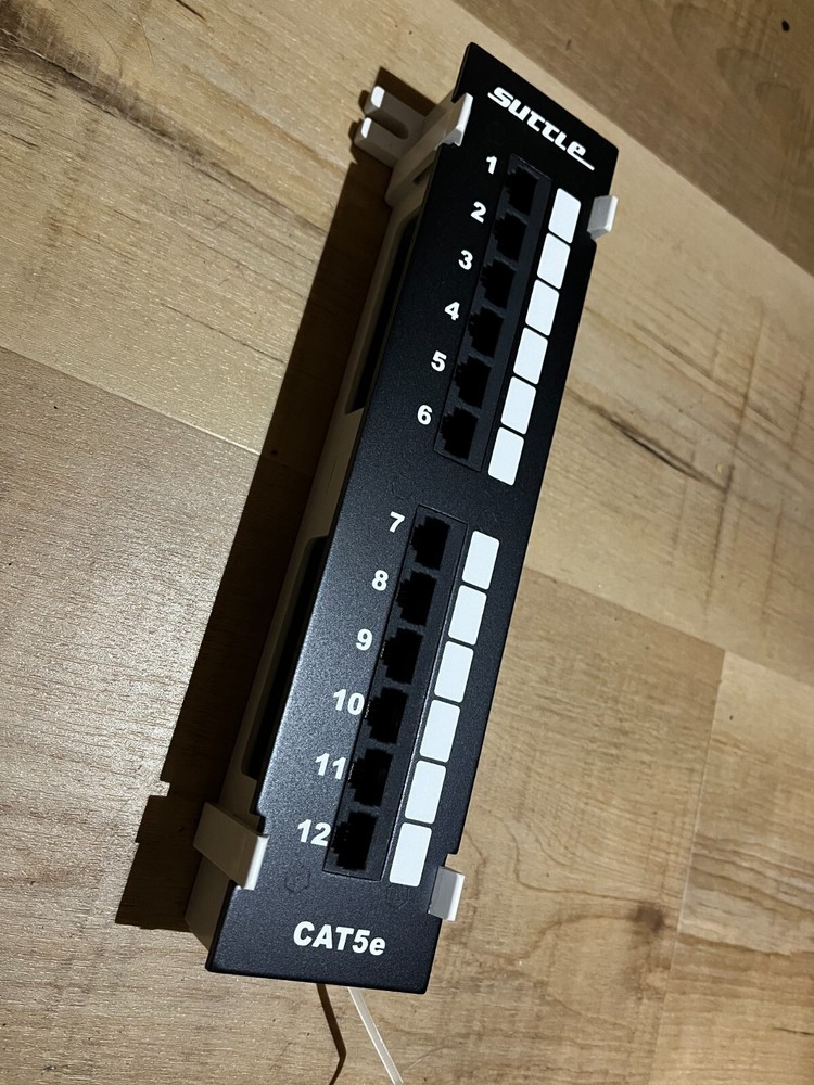 Suttle 12 Port Vertical Cat5e 110 RJ45 Network Patch Panel 568A 568B w/Bracket