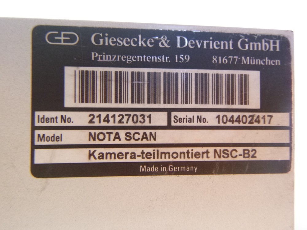 G+D Giesecke & Devrient NOTA SCAN 214127031 Sensor Typ NSC-2000 R-B2