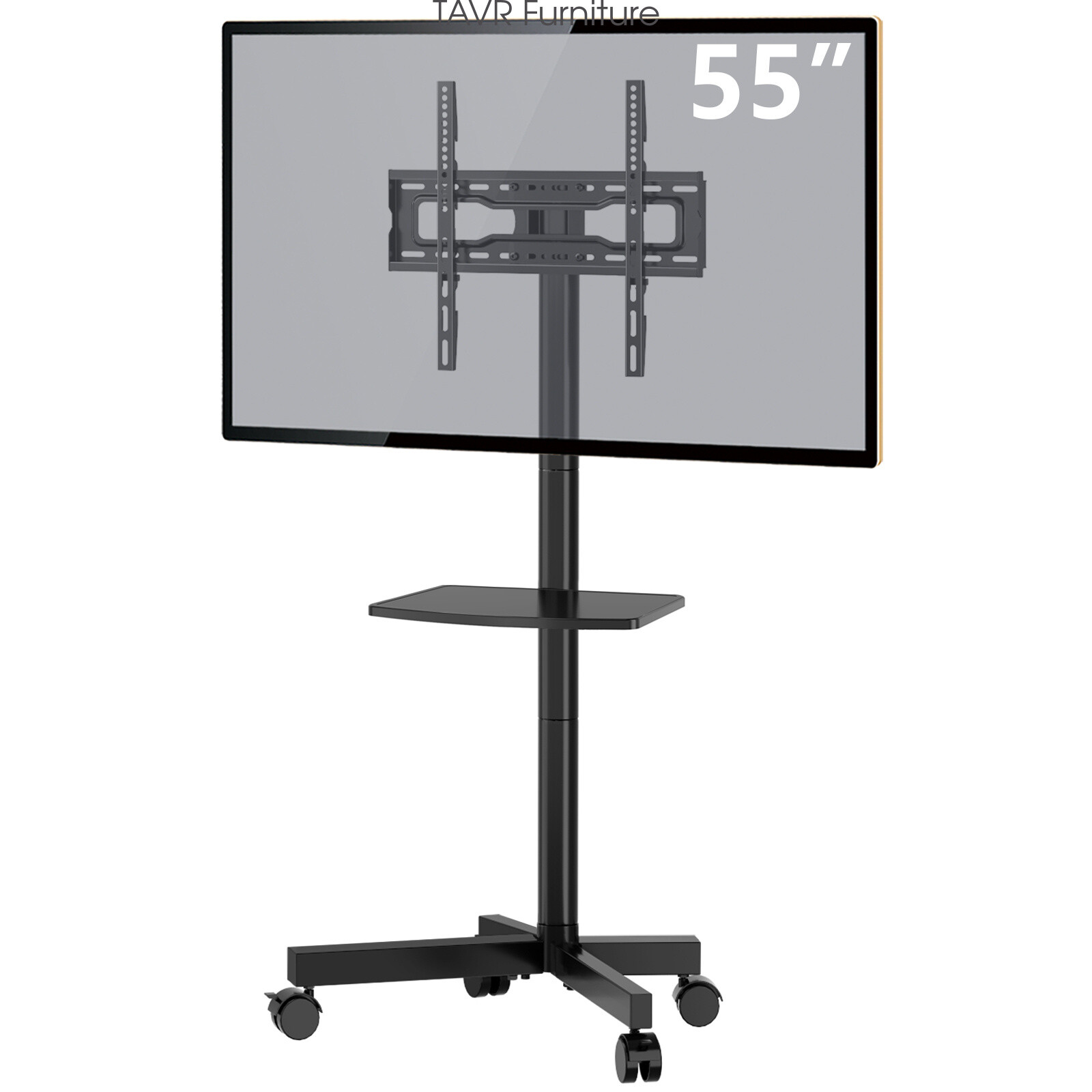 Mobile TV Stand on wheels for 32 to 60 inch Flat Panel TVs, Black