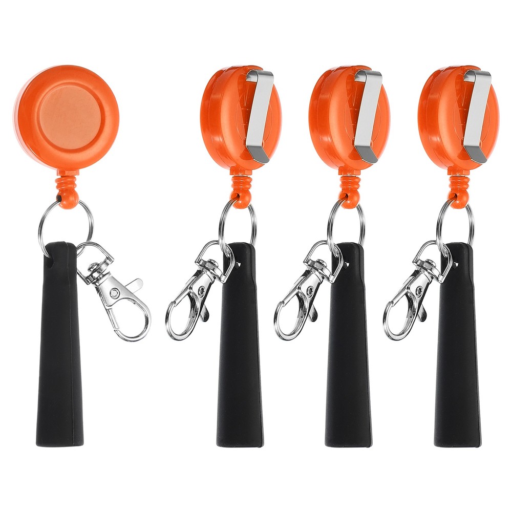 Retractable Pen Holder, 4pcs Pull Pen Pencil Holder Elastic Silicone, Orange
