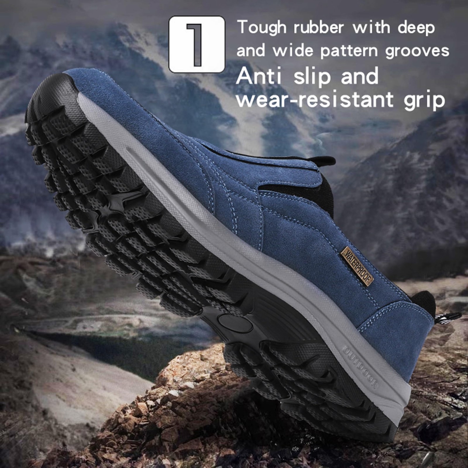 Men's Slip-On Walking SneakersHiking Orthopedic Slip-On Wide Trail Shoes