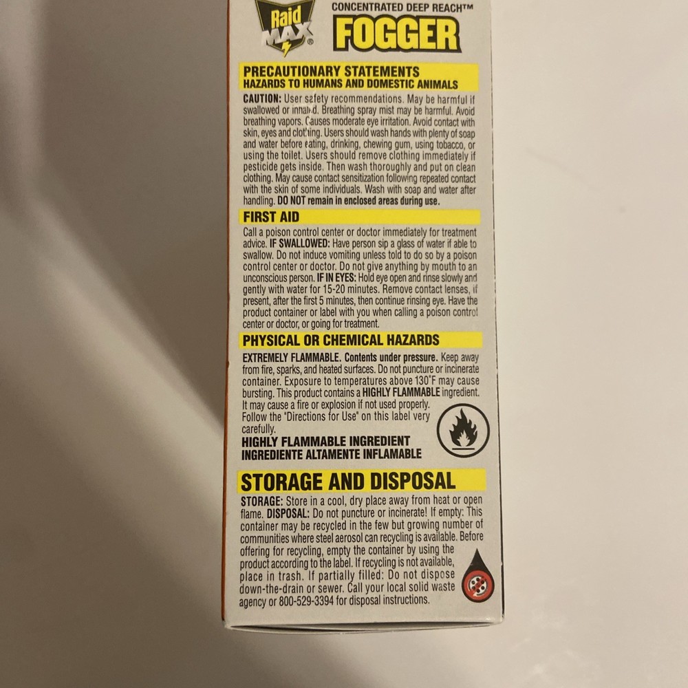 RAID MAX CONCENTRATED DEEP REACH FOGGER Kills Roaches & Fleas - 3 Pack