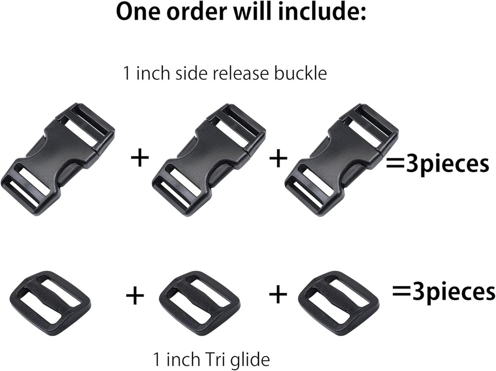Heavy Duty Side Release Buckles with Plastic Tri Glide Slides