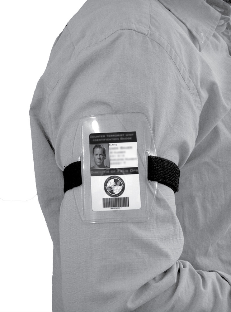 Arm Band Photo ID Badge Holder Vertical w/ Elastic Black/Navy/White Strap