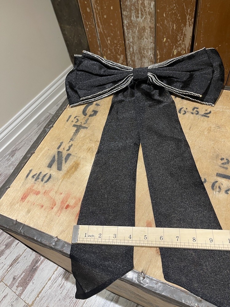 Large Bow Brooch Black Gemstones Accessory