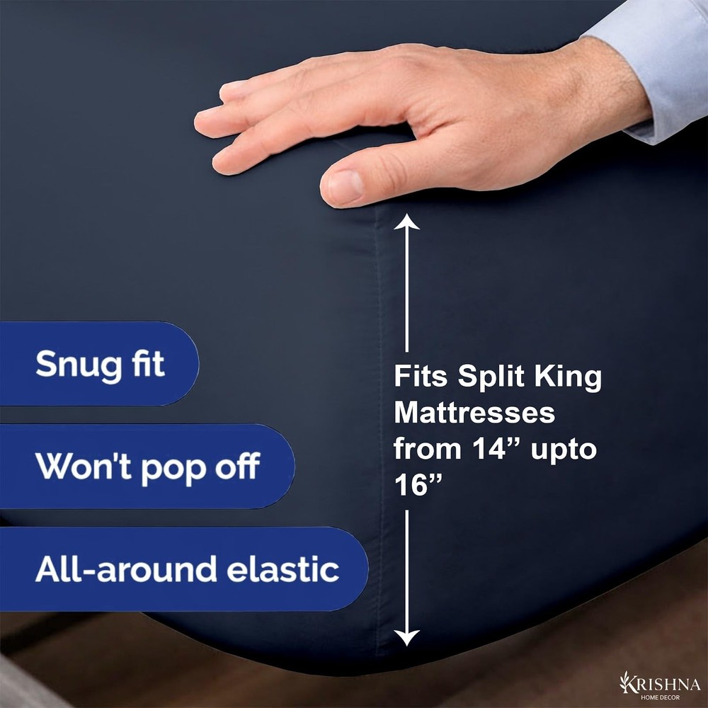 Split Head King Sheet Set 4 Piece, 100% Egyptian Cotton Split Top King Sheets...
