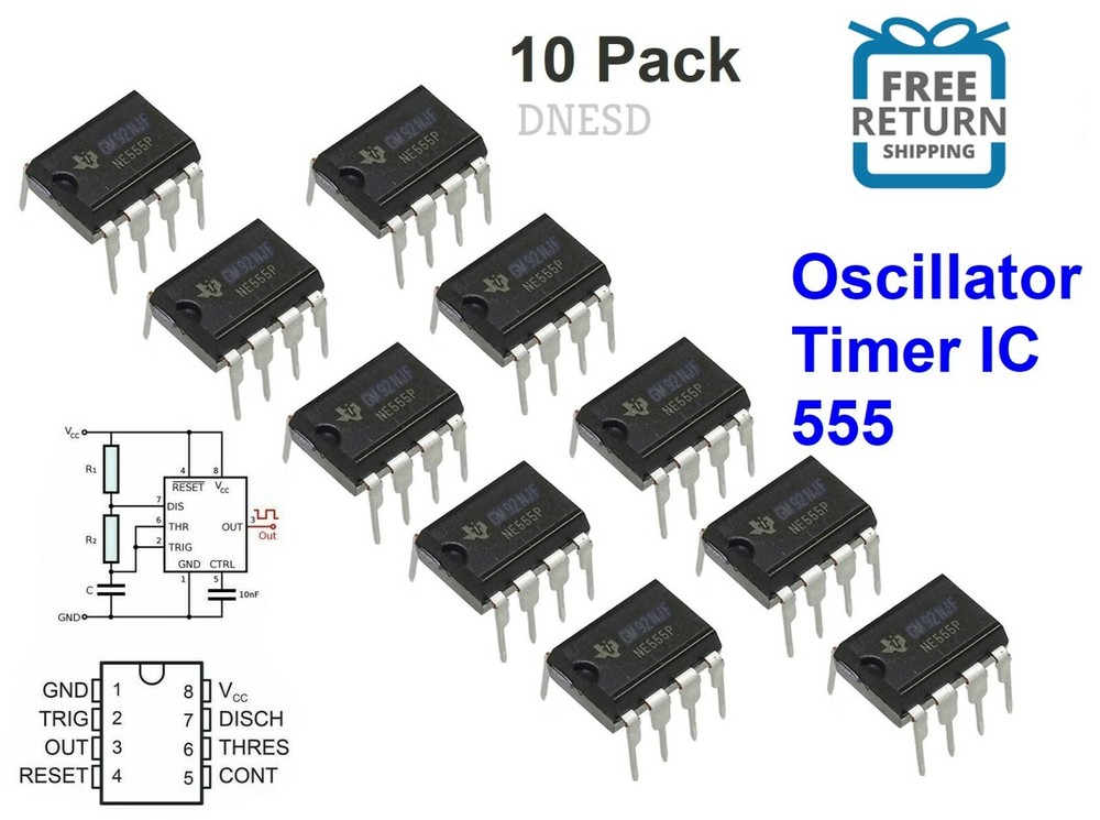 10 pcs NE555P NE555 DIP-8 High Precision Oscillator Timer IC 555