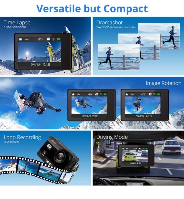 Dragon Touch Vision 3 Waterproof Action Camera