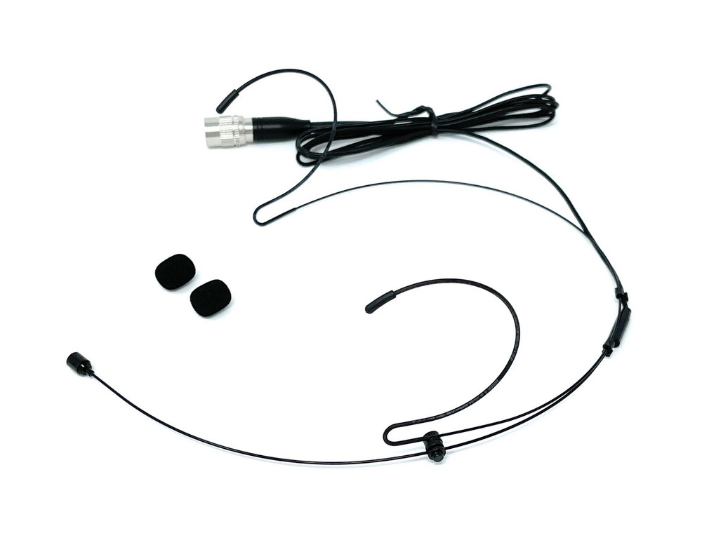 Black Double Earhook Headset Mic w/4 pin mini XLR for Audio Technica Transmitter