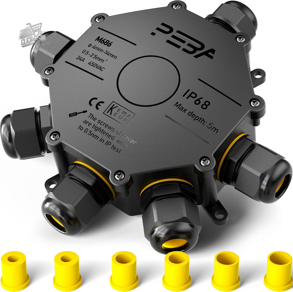 Waterproof Junction Box IP68 3 Way External Cable Connector Black Shape T 3