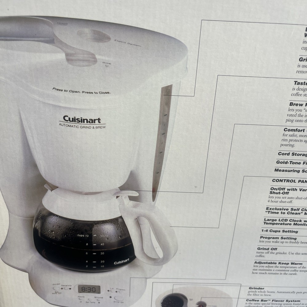 Cuisinart DGB-300 White Programmable Automatic Grind & Brew 10-Cup Coffeemaker