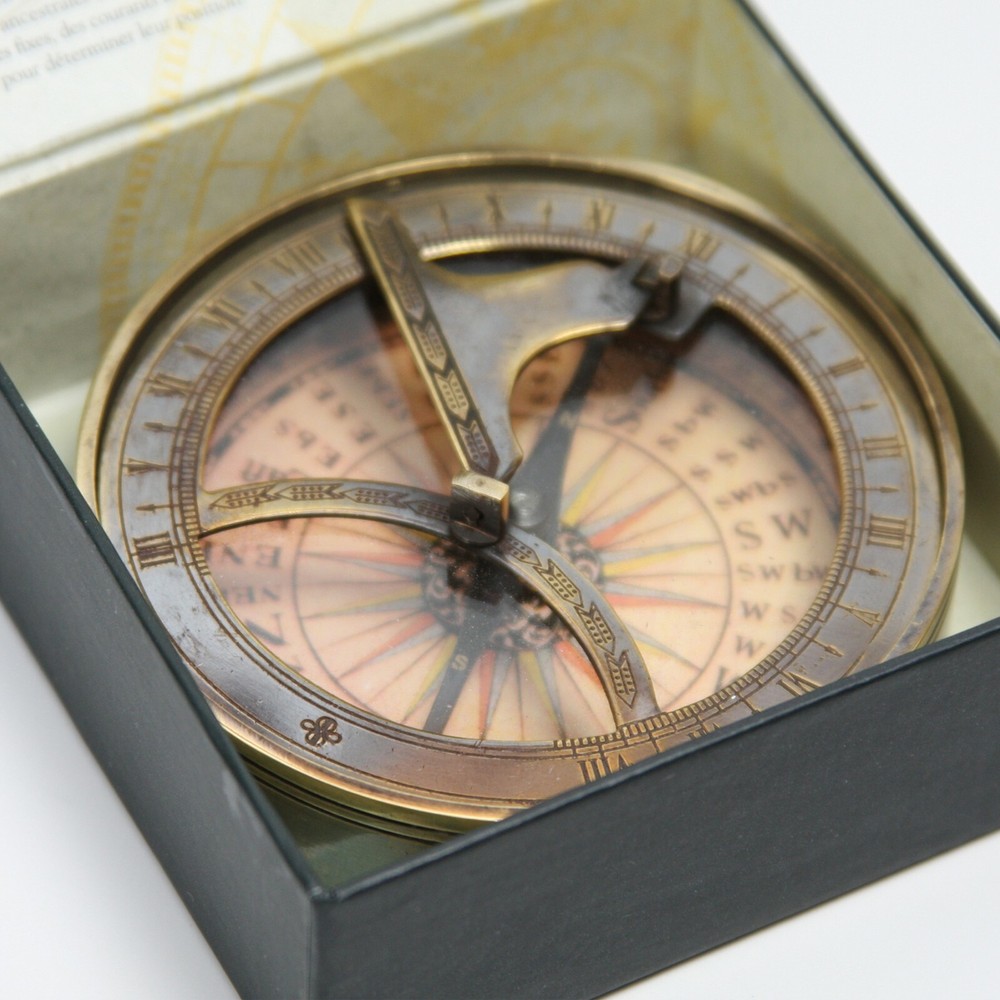 Solid Brass Captain's Sundial Compass Gift Nautical Handmade Home Décor Compass