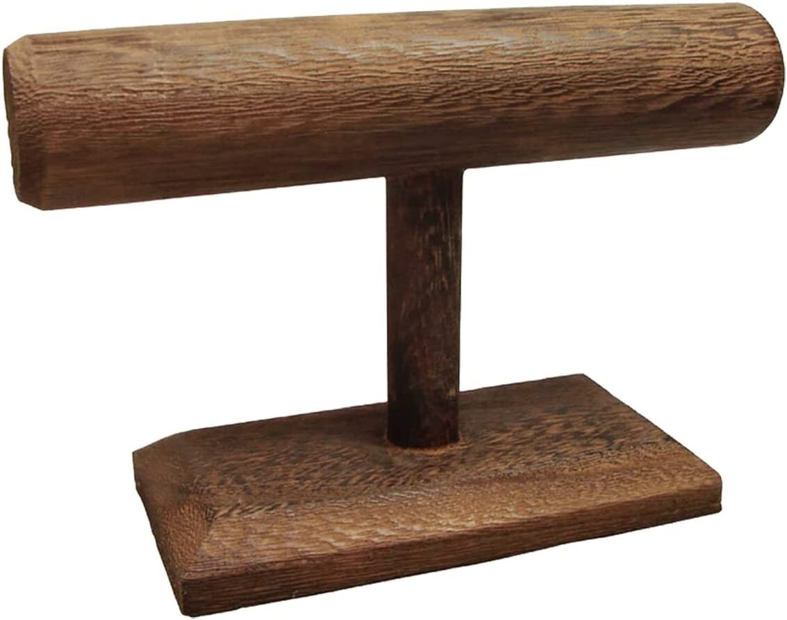 Medium Wood Brown Stain T Bar Necklace Bracelet Watch Display Jewelry Organizer