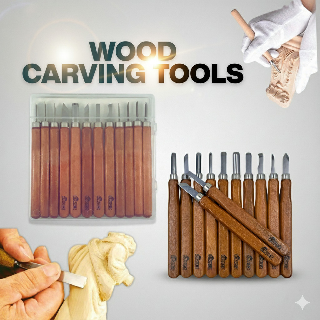 12-Piece Wood Carving Tools Kit Premium , High-Carbon Steel, Ergonomic Handles