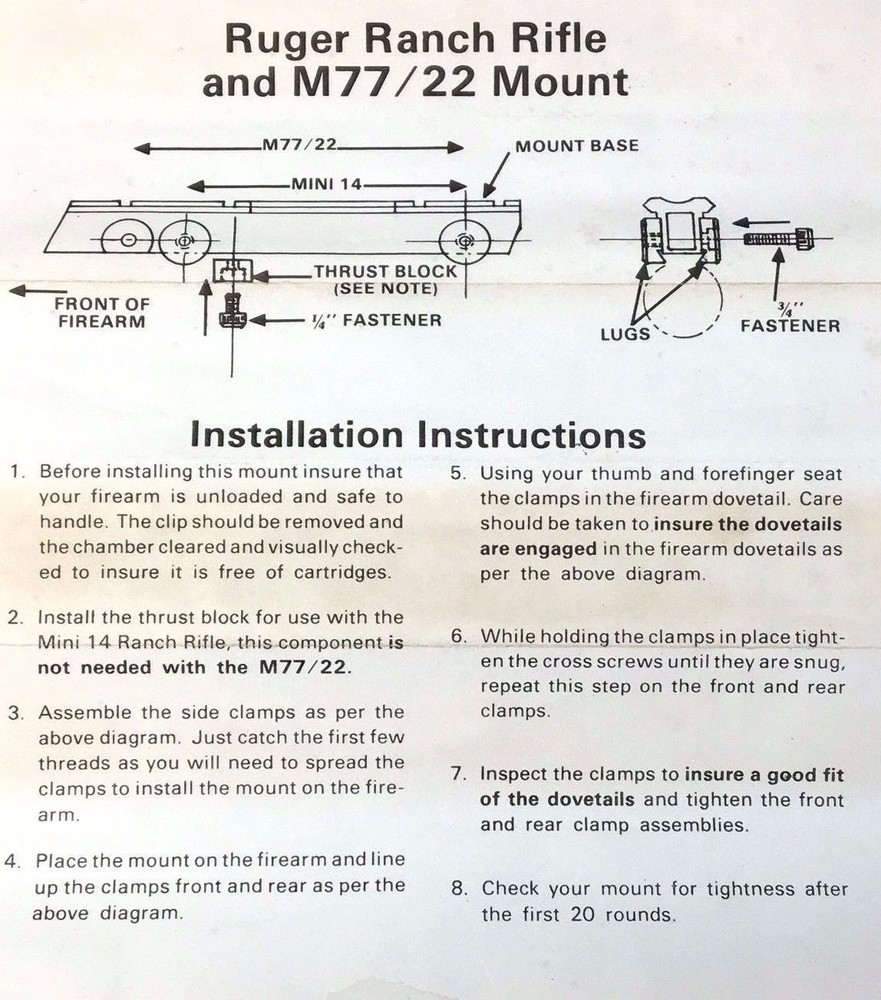 Ruger See Through Scope Mount Base .22 M77 / 14 Ranch NO GUNSMITHING!
