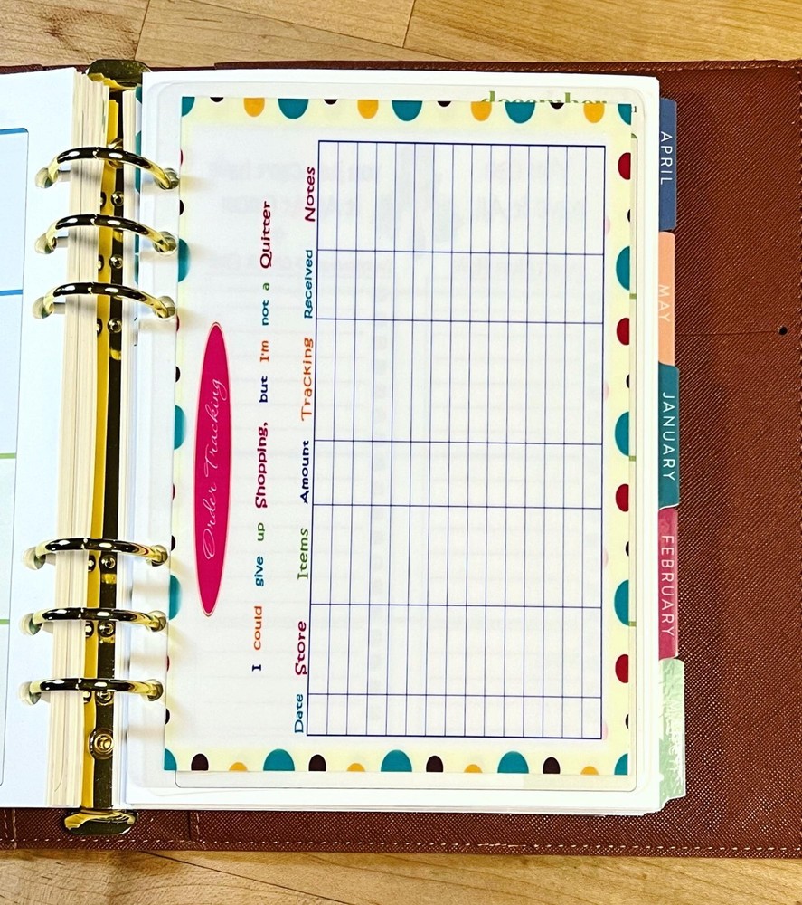 Order Tracker Dashboard 4 use with ErinCondren A5 Ring Agenda-