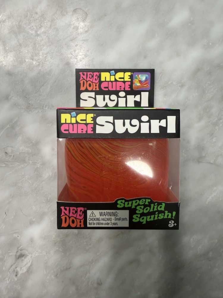 Nee Doh Nice Cube Swirl Super Solid Squish Multicolor Sensory. Orange