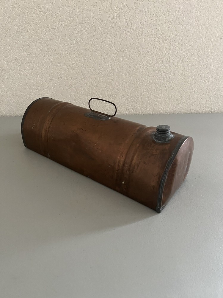 Antique COPPER & BRASS FOOT/BED WARMER Unsigned BREAD LOAF SHAPE